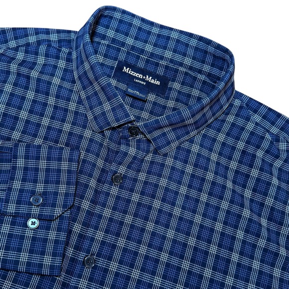 Mizzen+Main Other - Mizzen+Main Leeward Mens XXL Classic No Tuck Performance Shirt Blue Grid Plaid